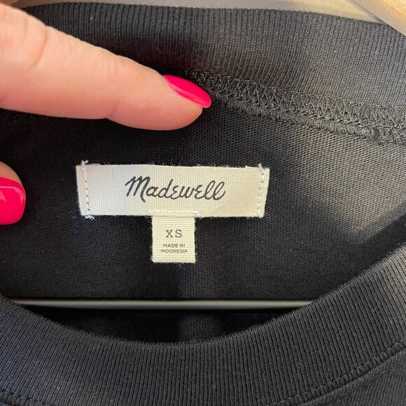 Women's XS Madewell Short Sleeve Black Tee Dress - Picture 5 of 8